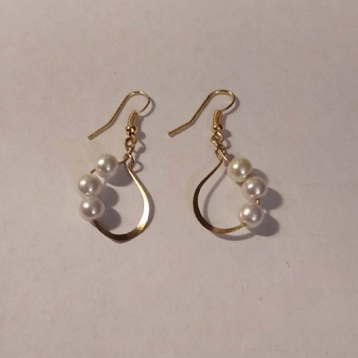 Gold And Pearl Loop Earrings